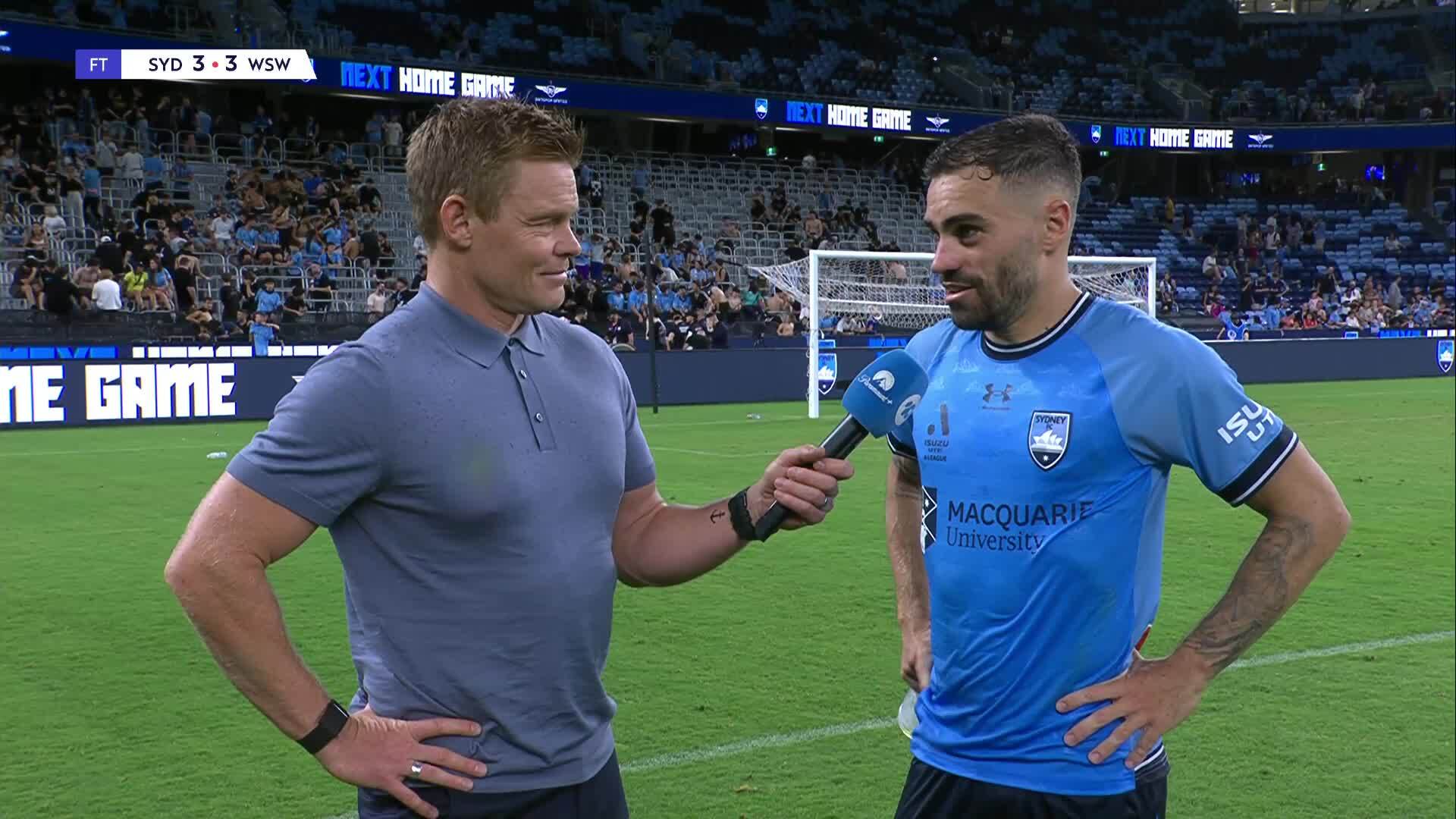 Socceroo's message after 'crazy' Sydney Derby between Sky Blues & Wanderers