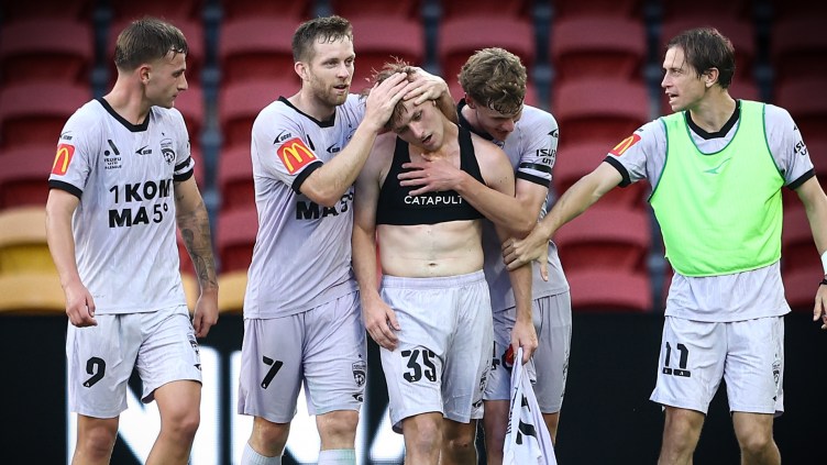 Stoppage time drama as Brody Burkitt’s perfect hat-trick sees Adelaide beat Brisbane