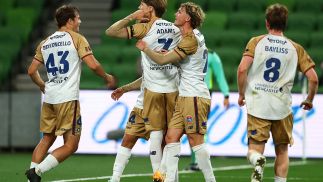 Newcastle with one hand on the plate after draw in Melbourne